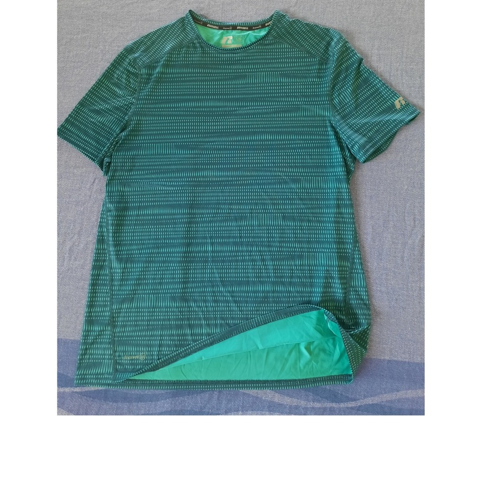 Russell Athletic Mens Dri-Power 360 Training Shirt Teal Green‎ Geometric Large